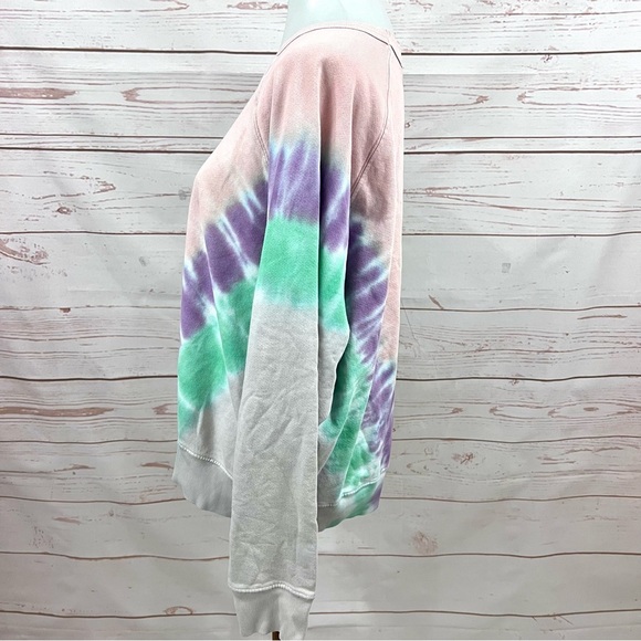 Daydreamer by Free People Flying V Varsity Tie-Dye Pullover Sweatshirt Pink - Picture 6 of 9